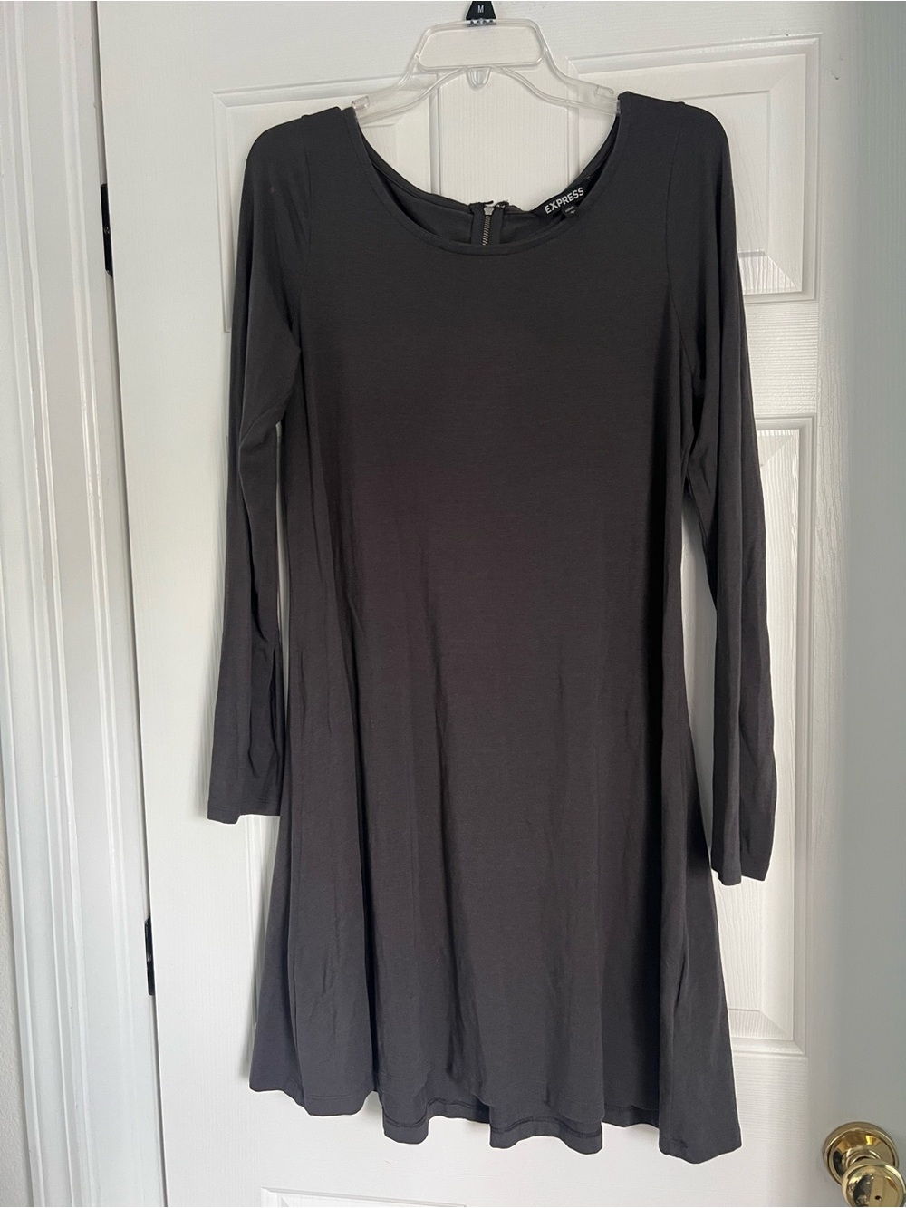 Express Charcoal Long Sleeve Swing Dress Size L Flawed
